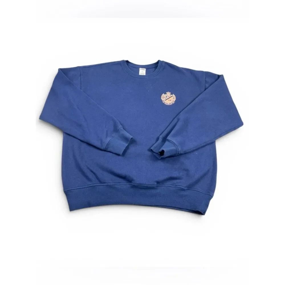 VS Pink Sweatshirt M Blue Cozy Preppy Logo Crewneck Casual Athleisure Pullover